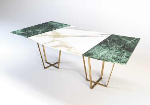 Sargas, mesa de mármol ondulada y modular