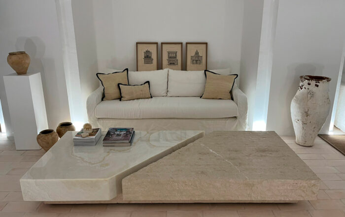 Mesa de centro en mármol de dos texturas