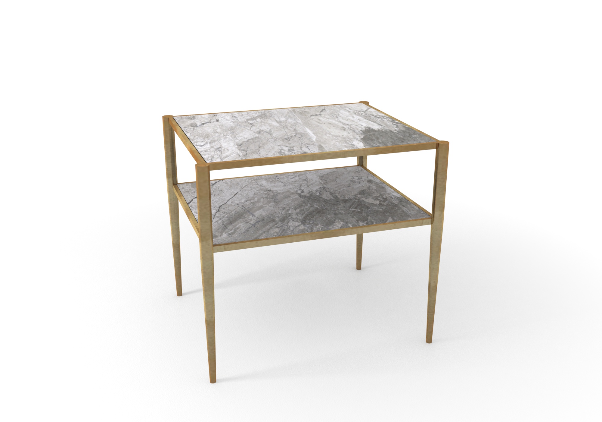 Mesita de noche abierta de mármol gris Nairobi con patas color bronce Anaïs - Marble bedside table Anais