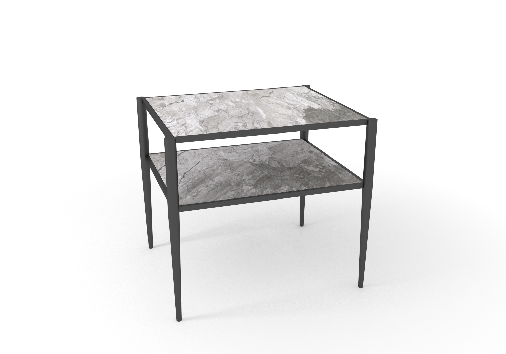 Mesita de noche abierta de mármol gris Nairobi con patas color negro Anaïs - Marble bedside table Anais