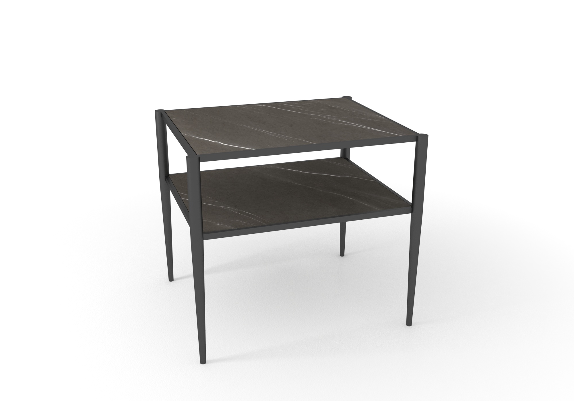 Mesita de noche abierta de mármol gris Pietra Grey con patas color bronce Anaïs - Marble bedside table Anais