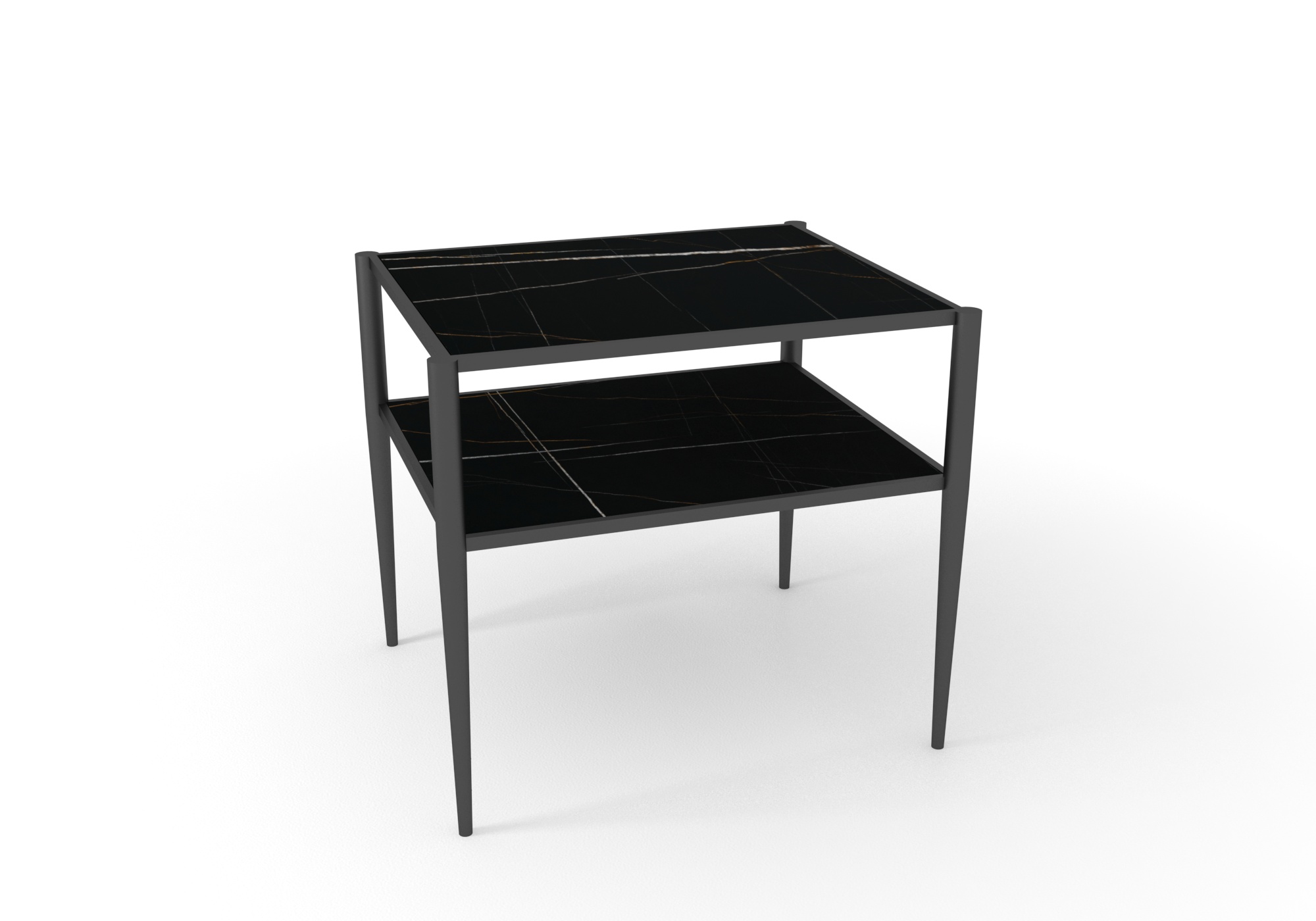 Mesita de noche abierta de mármol negro Black Mirage con patas color negro Anaïs - Marble bedside table Anais