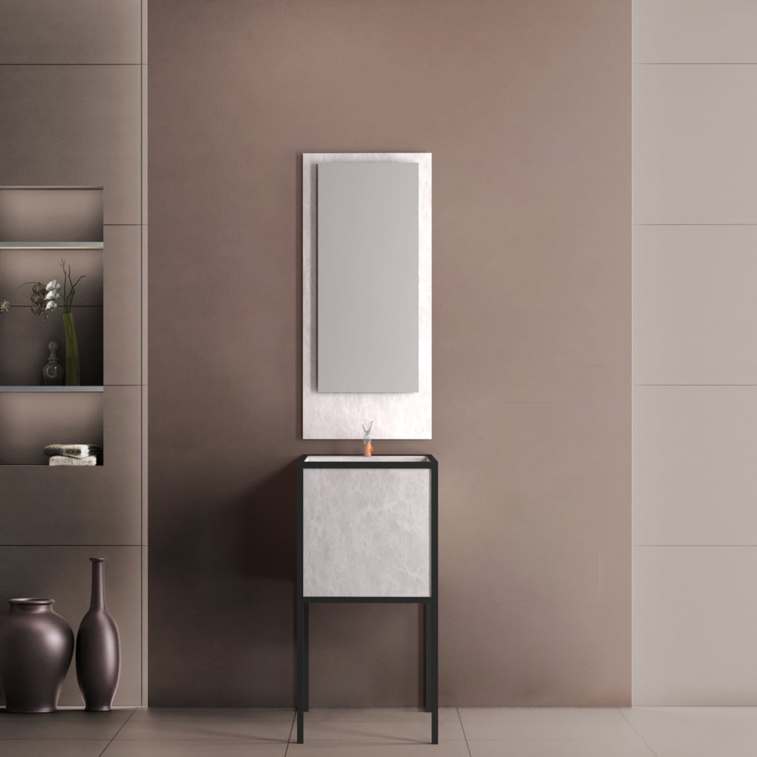Dalim Dekton ICE 1500 Dalim, lavabo y espejo CONTRACT Dekton Ice
