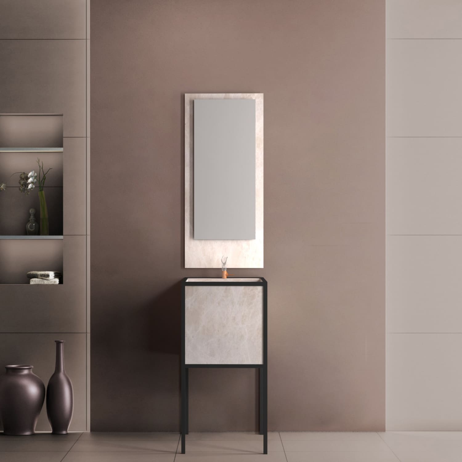 Dalim Dekton Premium 1500 Dalim, lavabo y espejo CONTRACT Dekton Premium